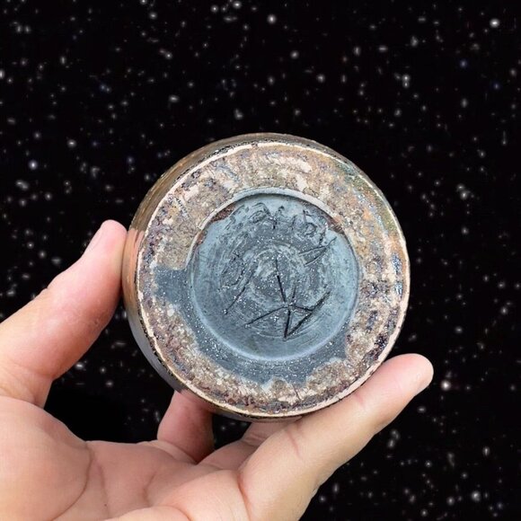 Vintage Raku Studio Art Pottery Vase Iridescent Glaze Hand Made Vessel Signed 5” - Picture 3 of 16